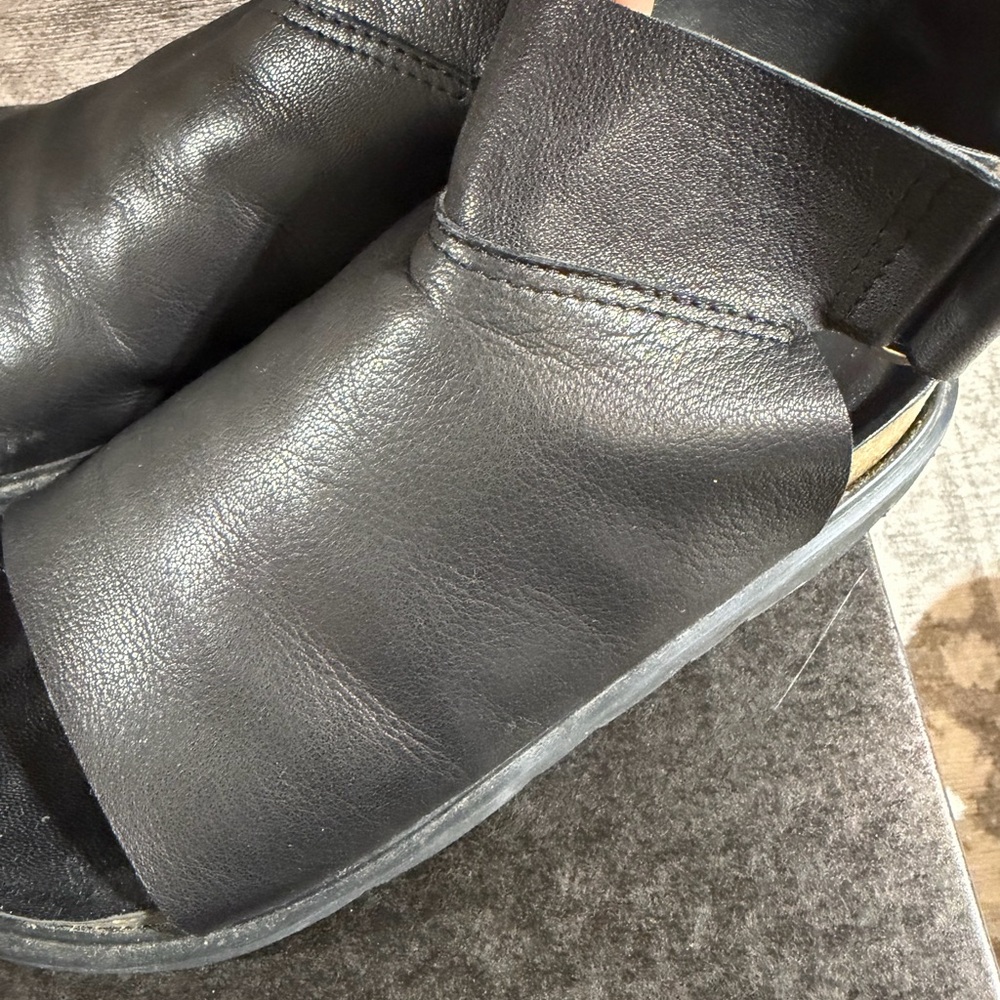 Black Leather Women's Sandals - Picture 4 of 6